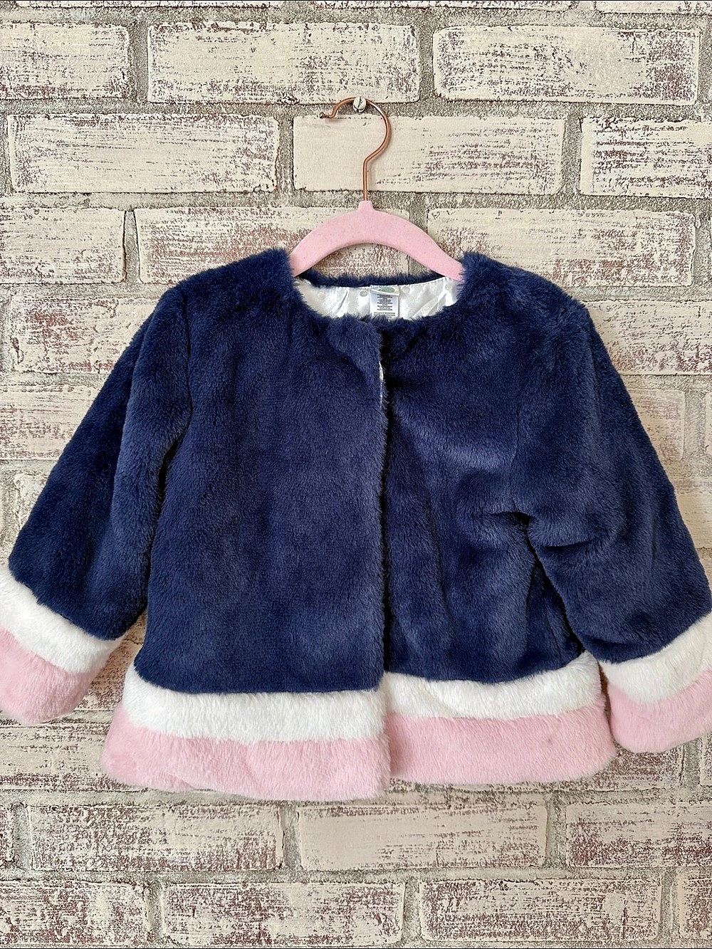 Little Me Plush Color Block Jacket in Blue & Pink Size 24M